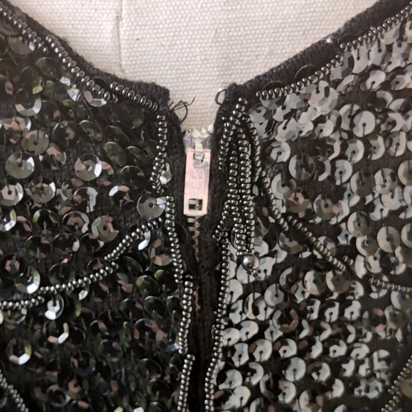 🤩BOGOFREE🤩 Size small 80s glam lace beads sequin long sleeve top - Picture 5 of 12